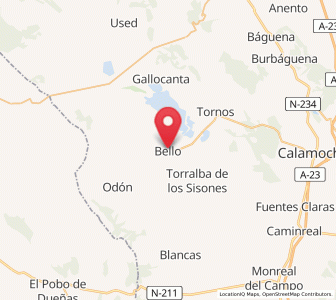 Map of Bello, Aragon