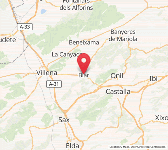 Map of Biar, Valencia