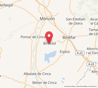 Map of Binaced, Aragon