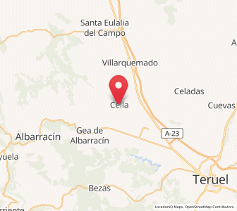 Map of Cella, Aragon