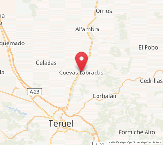 Map of Cuevas Labradas, Aragon