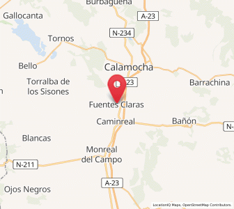 Map of Fuentes Claras, Aragon