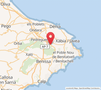Map of Gata de Gorgos, Valencia