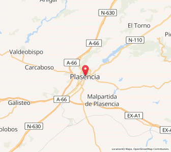 Map of Plasence, Extremadura
