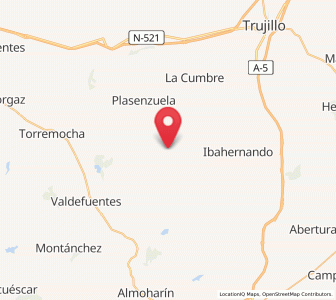 Map of Ruanes, Extremadura