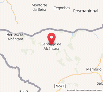 Map of Santiago de Alcántara, Extremadura
