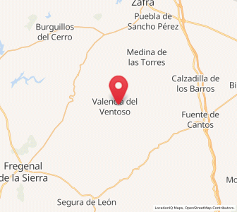 Map of Valencia del Ventoso, Extremadura