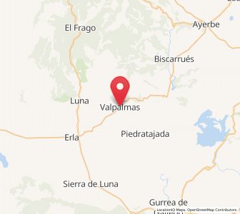 Map of Valpalmas, Aragon