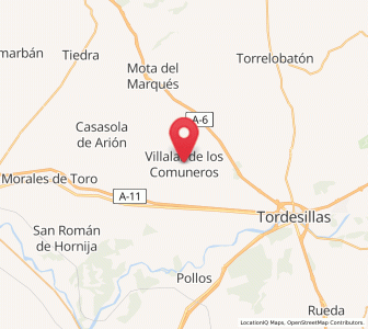 Map of Villalar de los Comuneros, Castille and León