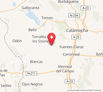 Map of Villalba de los Morales, Aragon