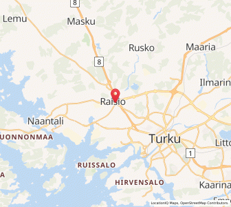 Map of Raisio, Southwest Finland
