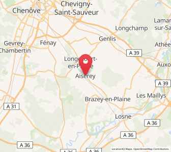Map of Aiserey, Bourgogne-Franche-Comté