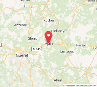 Map of Ajain, Nouvelle-Aquitaine