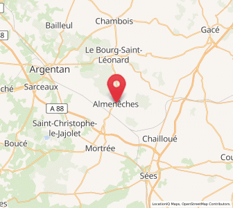 Map of Almenêches, Normandy