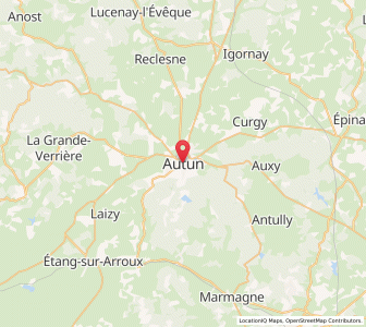 Map of Autun, Bourgogne-Franche-Comté