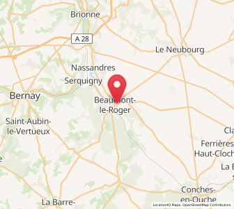 Map of Beaumont-le-Roger, Normandy