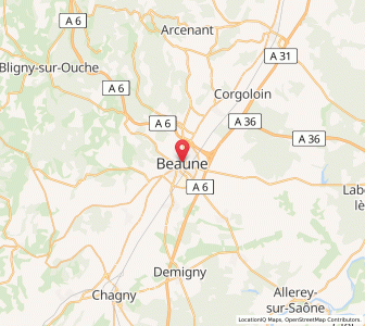 Map of Beaune, Bourgogne-Franche-Comté