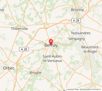 Map of Bernay, Normandy