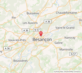 Map of Besançon, Bourgogne-Franche-Comté