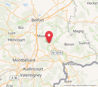 Map of Bourogne, Bourgogne-Franche-Comté