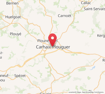Map of Carhaix-Plouguer, Brittany