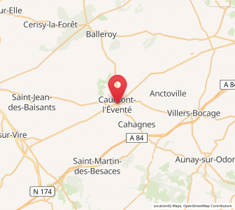 Map of Caumont-l'Éventé, Normandy