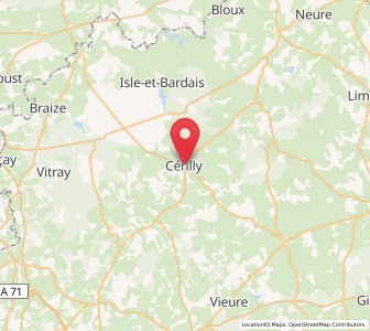 Map of Cérilly, Auvergne-Rhône-Alpes