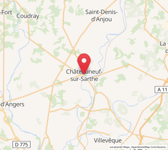 Map of Châteauneuf-sur-Sarthe, Pays de la Loire