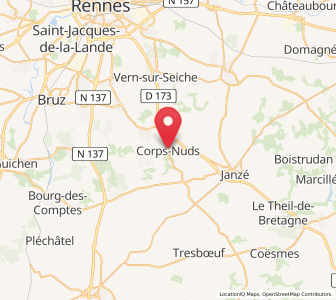 Map of Corps-Nuds, Brittany