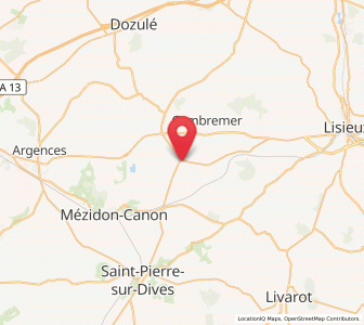 Map of Crèvecœur-en-Auge, Normandy
