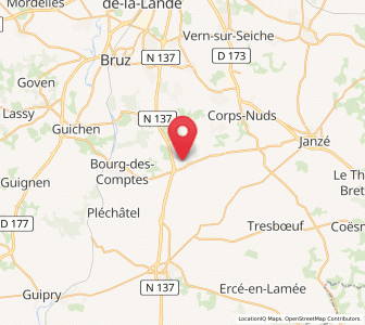 Map of Crévin, Brittany
