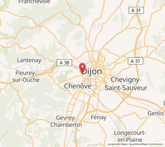 Map of Dijon, Bourgogne-Franche-Comté
