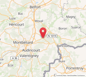 Map of Fesches-le-Châtel, Bourgogne-Franche-Comté