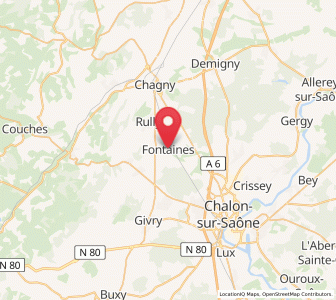 Map of Fontaines, Bourgogne-Franche-Comté