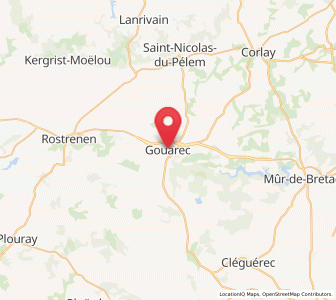 Map of Gouarec, Brittany