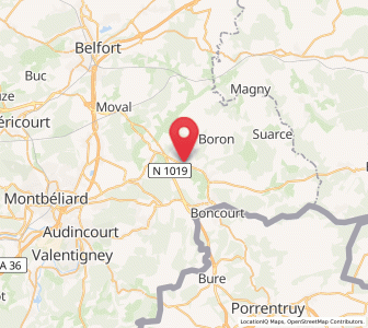 Map of Grandvillars, Bourgogne-Franche-Comté