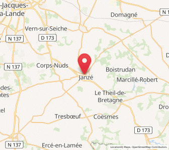 Map of Janzé, Brittany