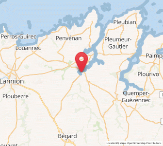 Map of La Roche-Derrien, Brittany