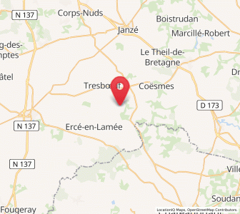 Map of Lalleu, Brittany