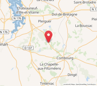 Map of Lanhélin, Brittany