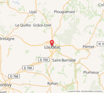Map of Loudéac, Brittany