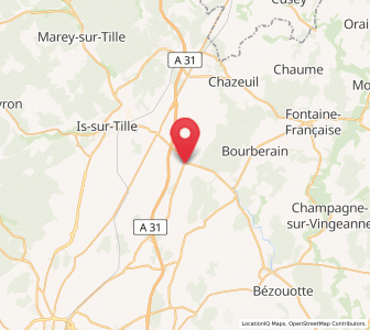 Map of Lux, Bourgogne-Franche-Comté