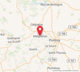 Map of Malguénac, Brittany
