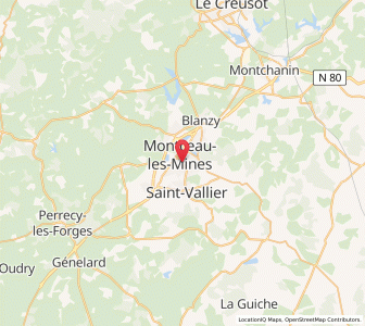 Map of Montceau-les-Mines, Bourgogne-Franche-Comté