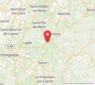 Map of Montfaucon-en-Velay, Auvergne-Rhône-Alpes