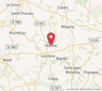 Map of Moréac, Brittany