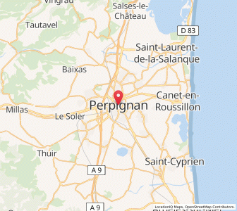 Map of Perpignan, Occitanie