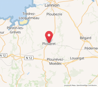 Map of Plouaret, Brittany