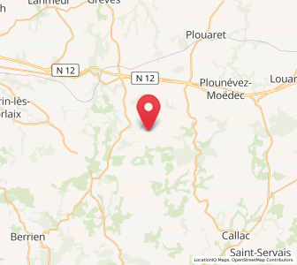 Map of Plougras, Brittany