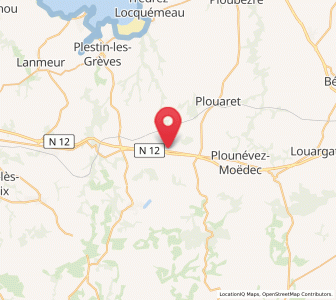 Map of Plounérin, Brittany